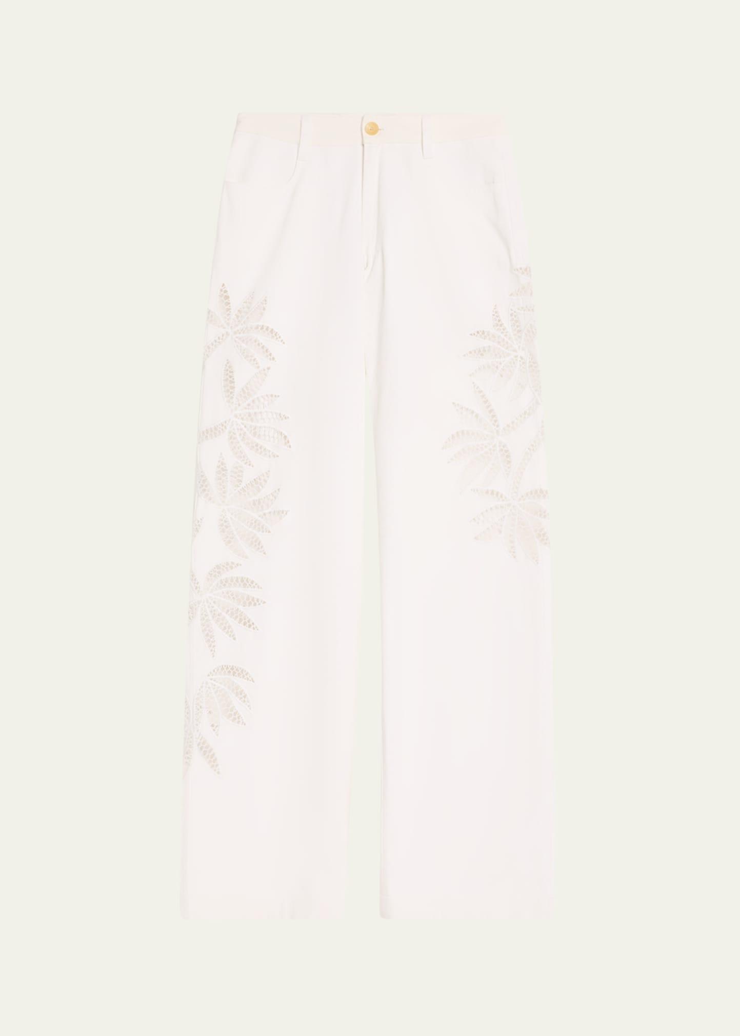 stulla botanical cutout wide-leg jeans