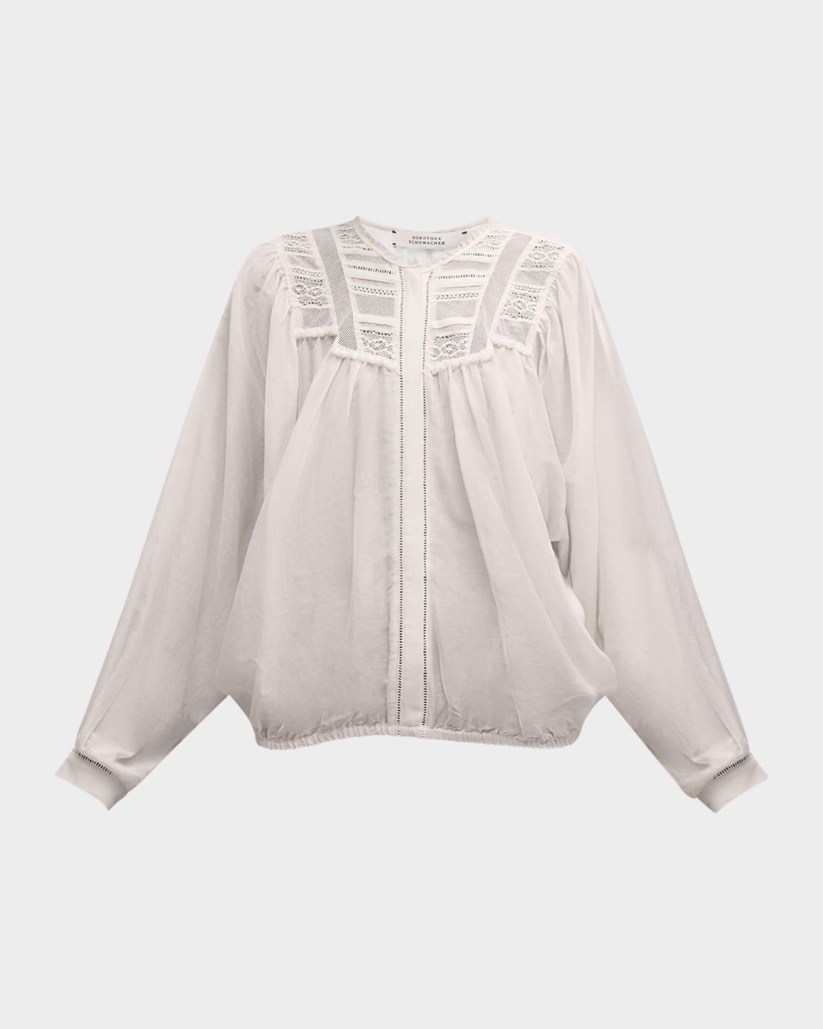 stunning dream ruched lace-yoke blouse