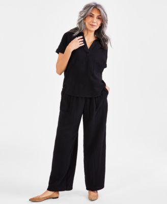 style co womens camp shirt gauze pants created for macys