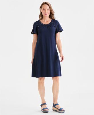 style co womens embellished knit flutter sleeve dress macys exclusive