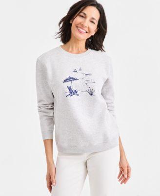 style co womens graphic fleece crewneck sweatshirt macys exclusive