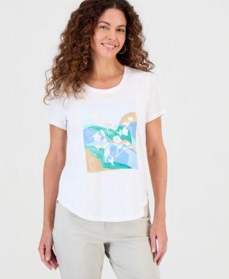style co womens graphic short sleeve crewneck t shirt macys exclusive