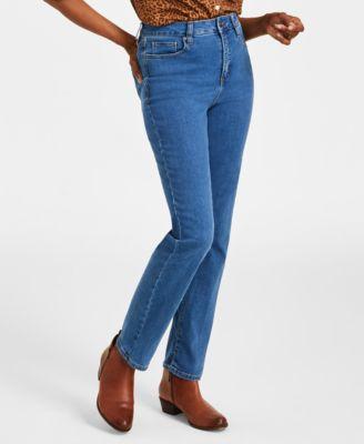style co womens high rise straight leg jeans regular short long lengths 2ps 28w created for macys