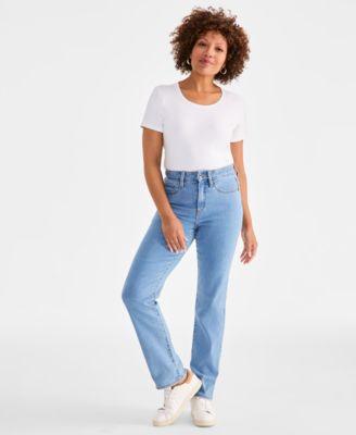 style co womens high rise straight leg jeans regular short long lengths 2ps 28w created for macys