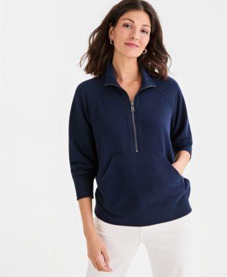 style co womens luxsoft french terry half zip sweatshirt macys exclusive