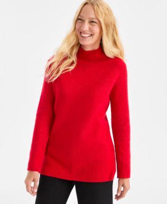 style co womens mock neck ribbed tunic sweater macys exclusive