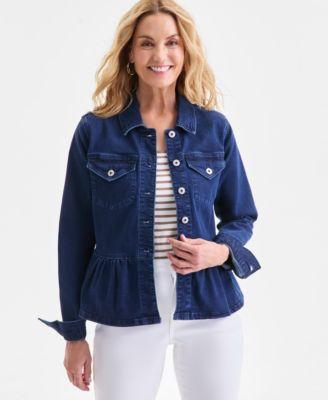 style co womens peplum denim jacket macys exclusive