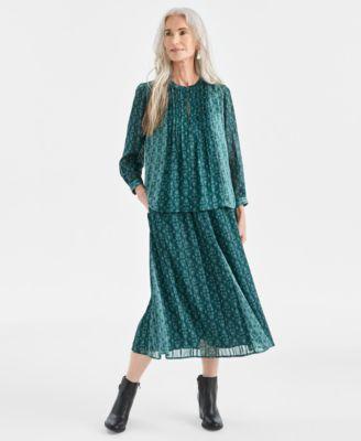 style co womens printed shine pull on skirt pxs xxl macys exclusive