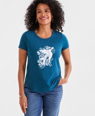 style co womens printed short sleeve crewneck t shirt macys exclusive