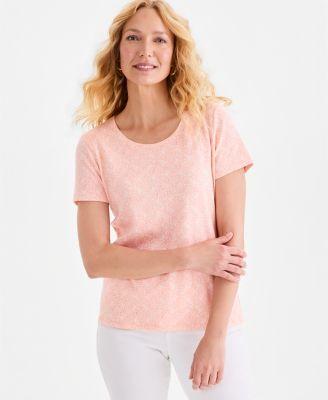 style co womens printed short sleeve scoop neck top macys exclusive