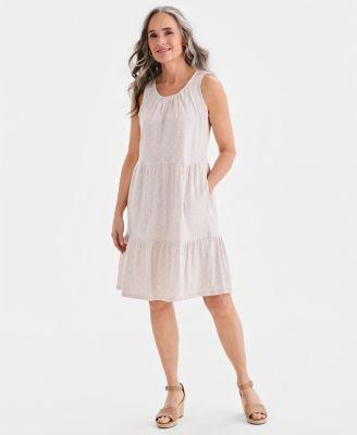 style co womens printed sleeveless tiered dress macys exclusive