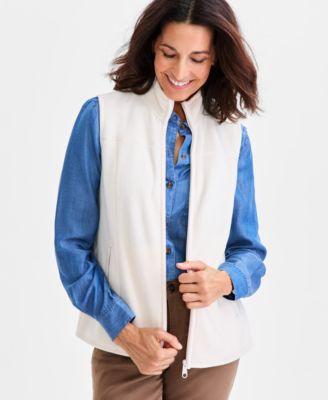 style co womens zip front polar fleece vest created for macys