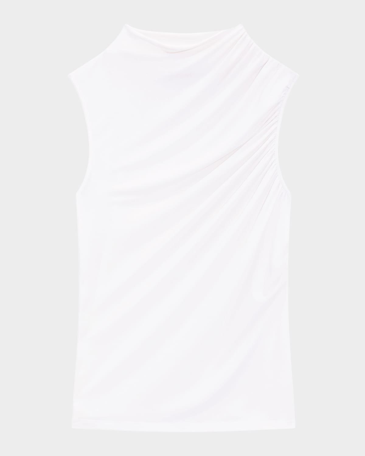 subtle draped mock-neck top