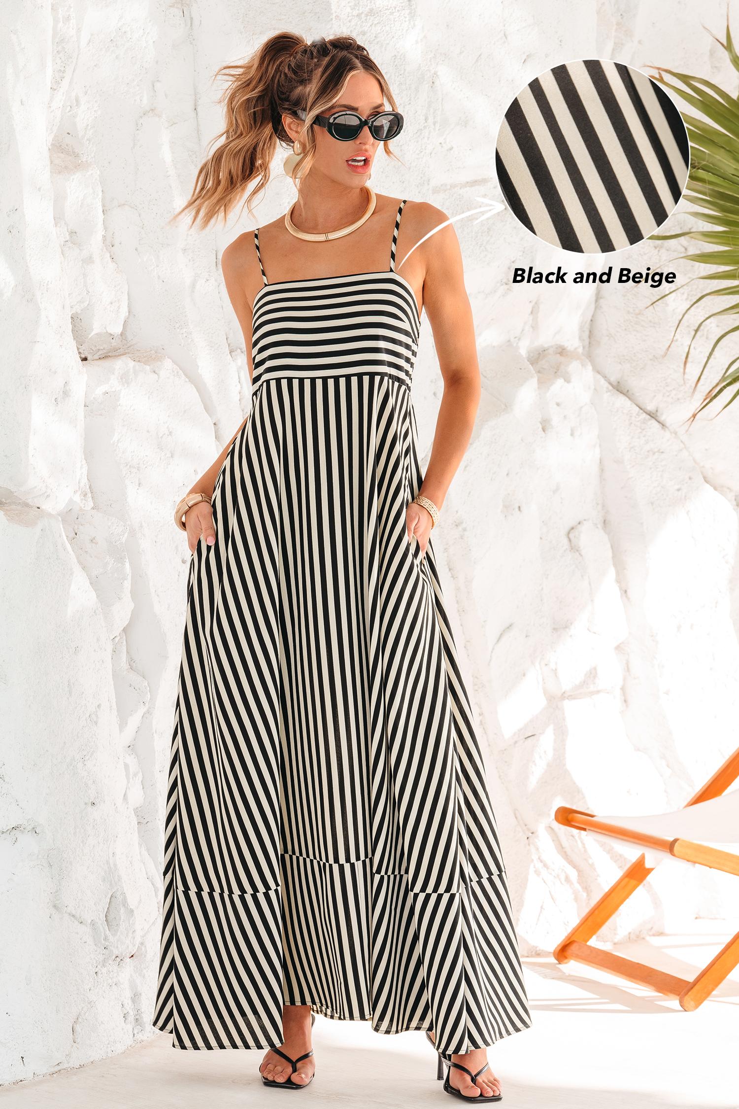 subtle lines striped maxi dress - l