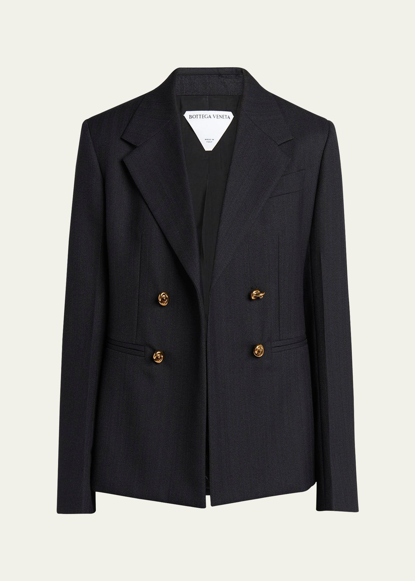 subtle stripe knot button wool jacket