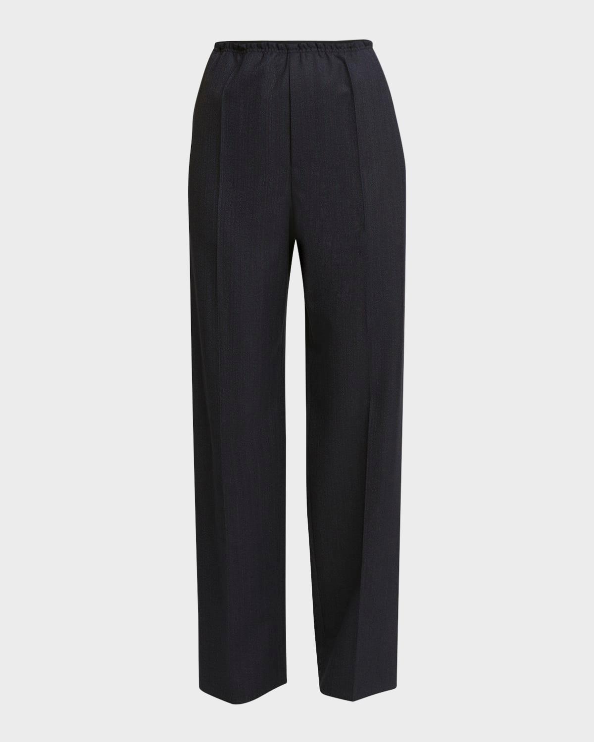 subtle striped straight-leg wool trousers