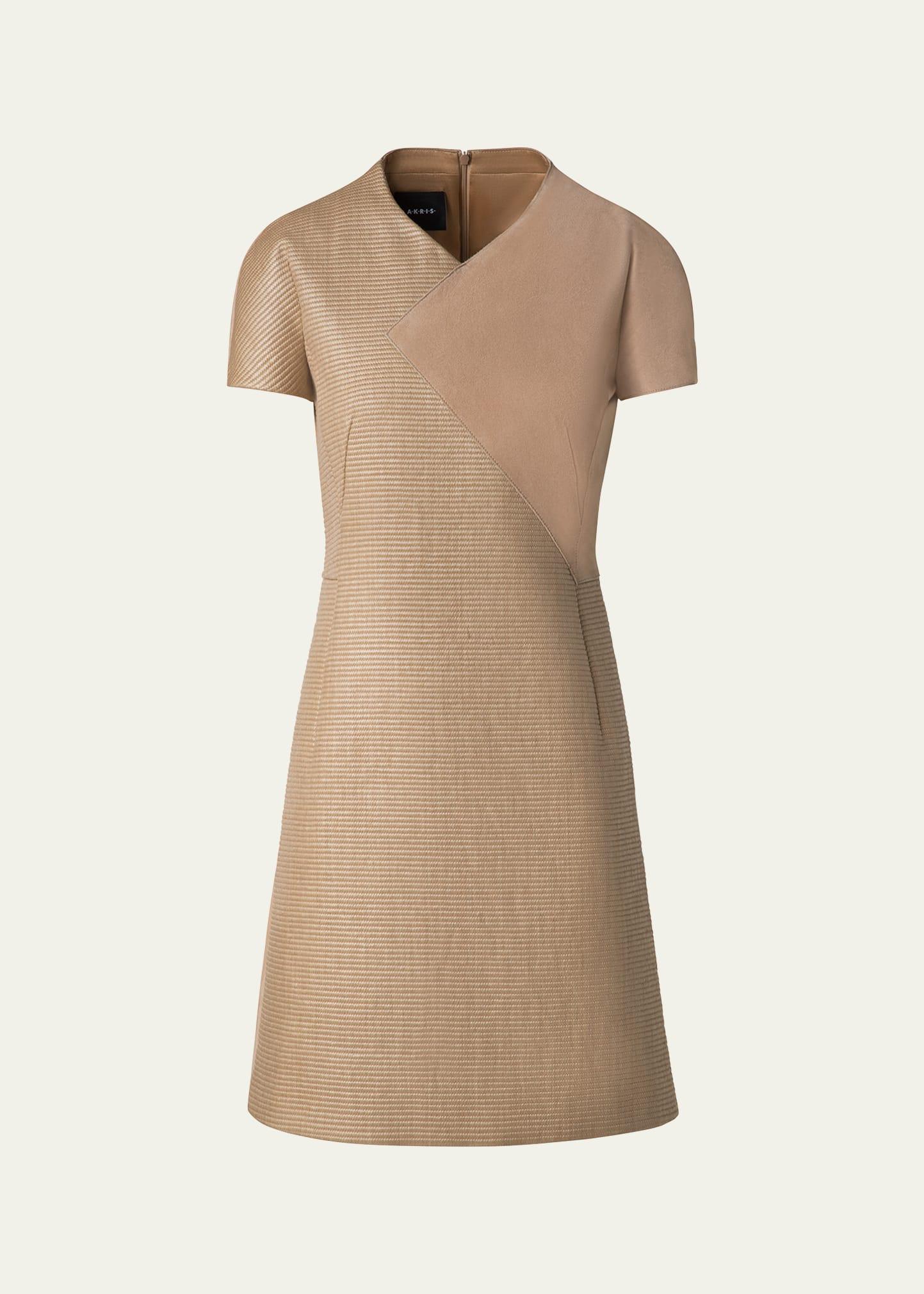 suede & raffia-blend mini dress