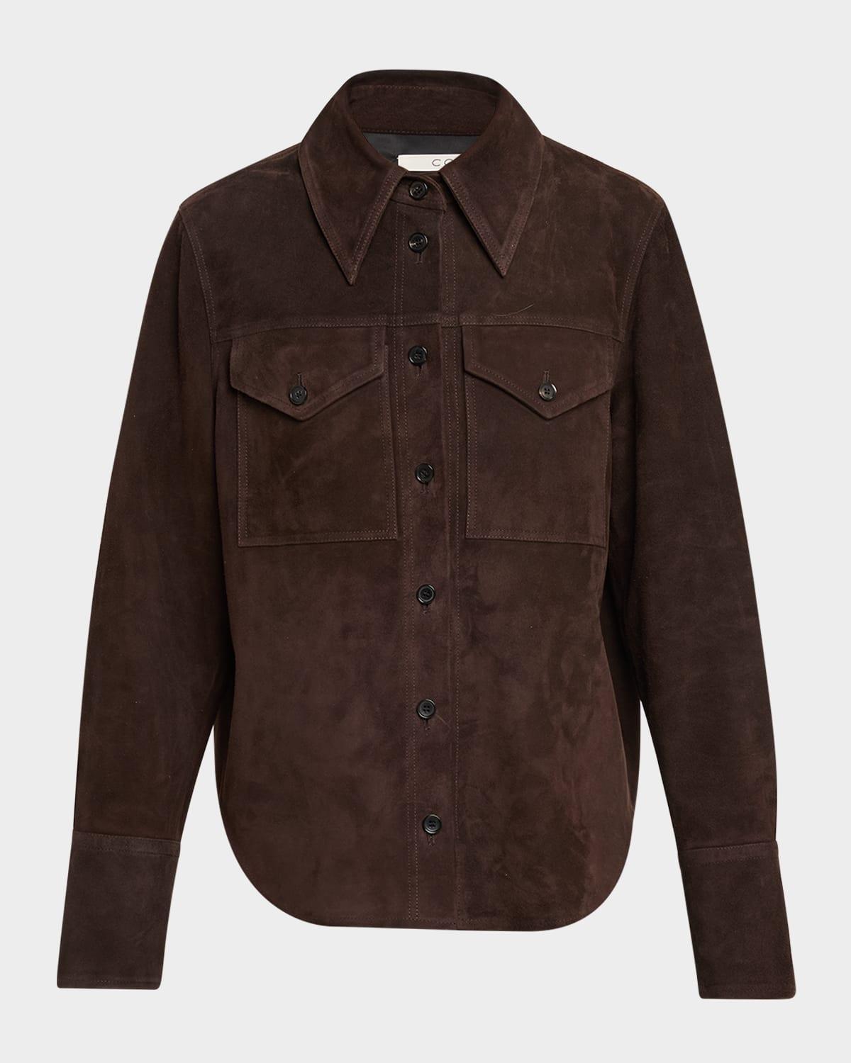 suede button-front shirt