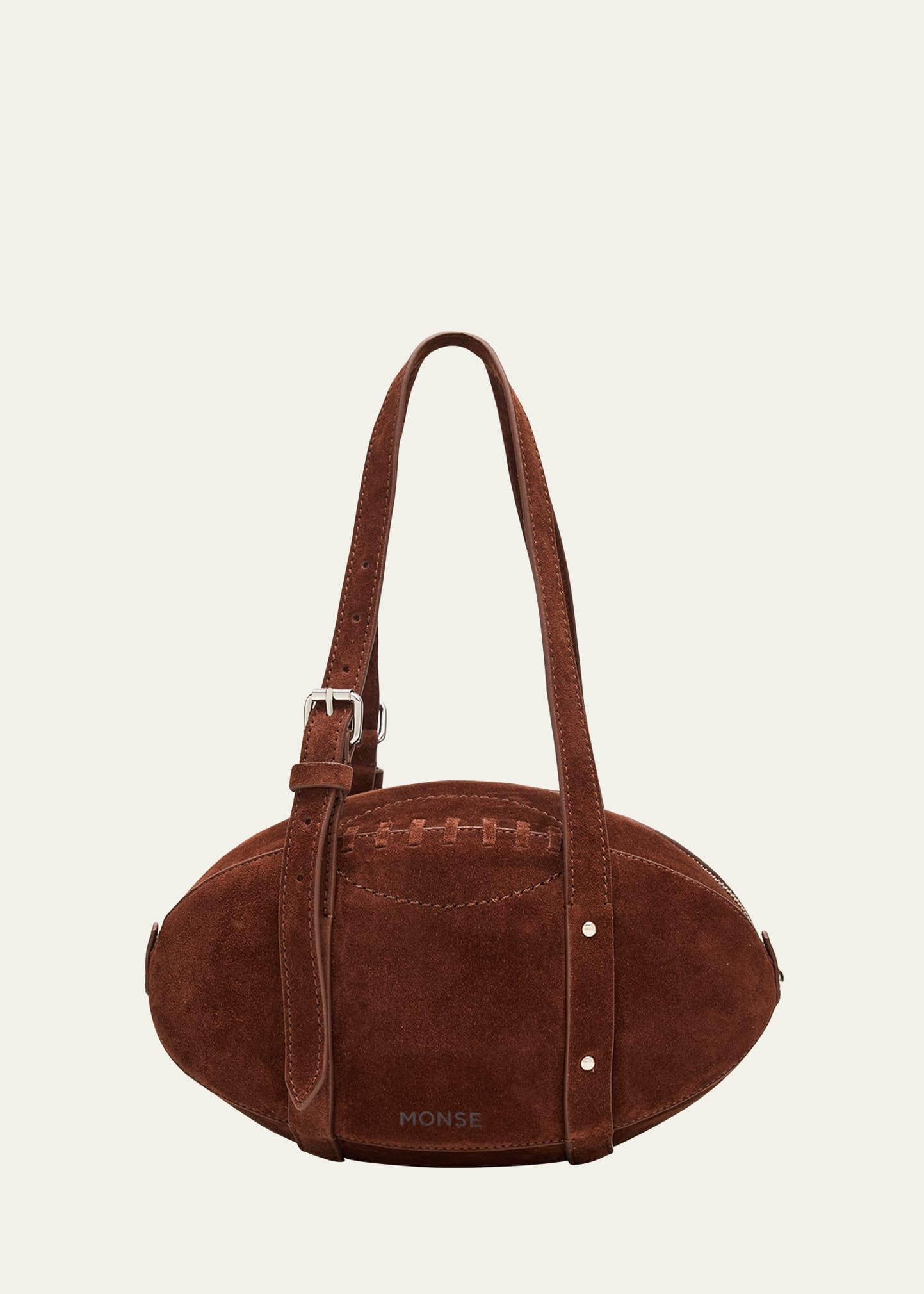 suede football shoulder bag
