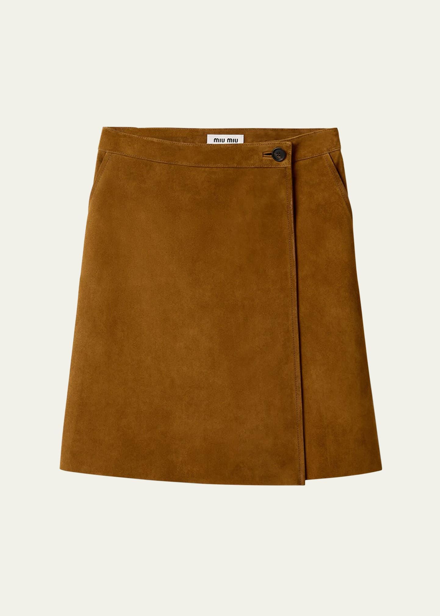 suede knee-length wrap skirt