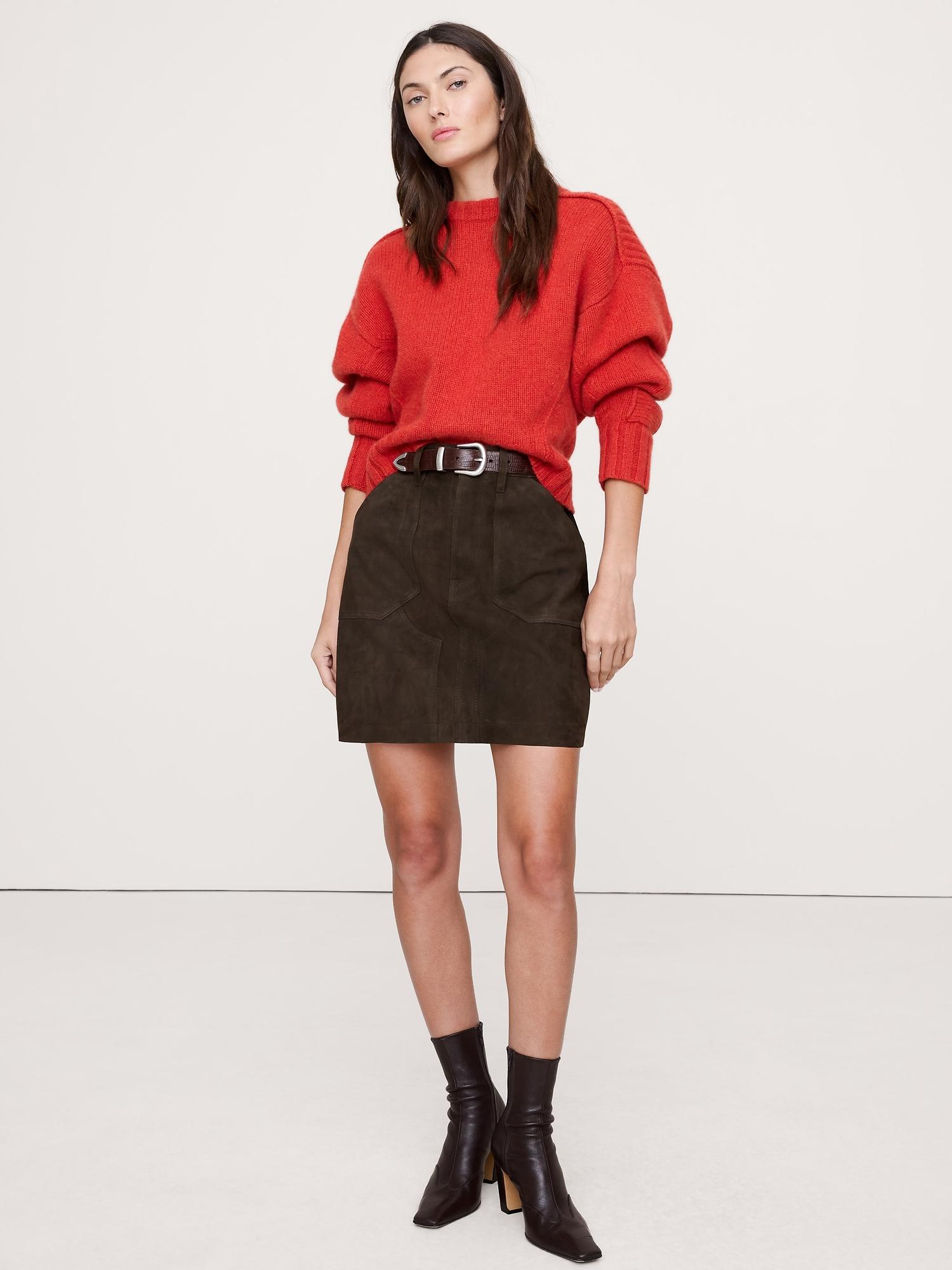 suede mini skirt