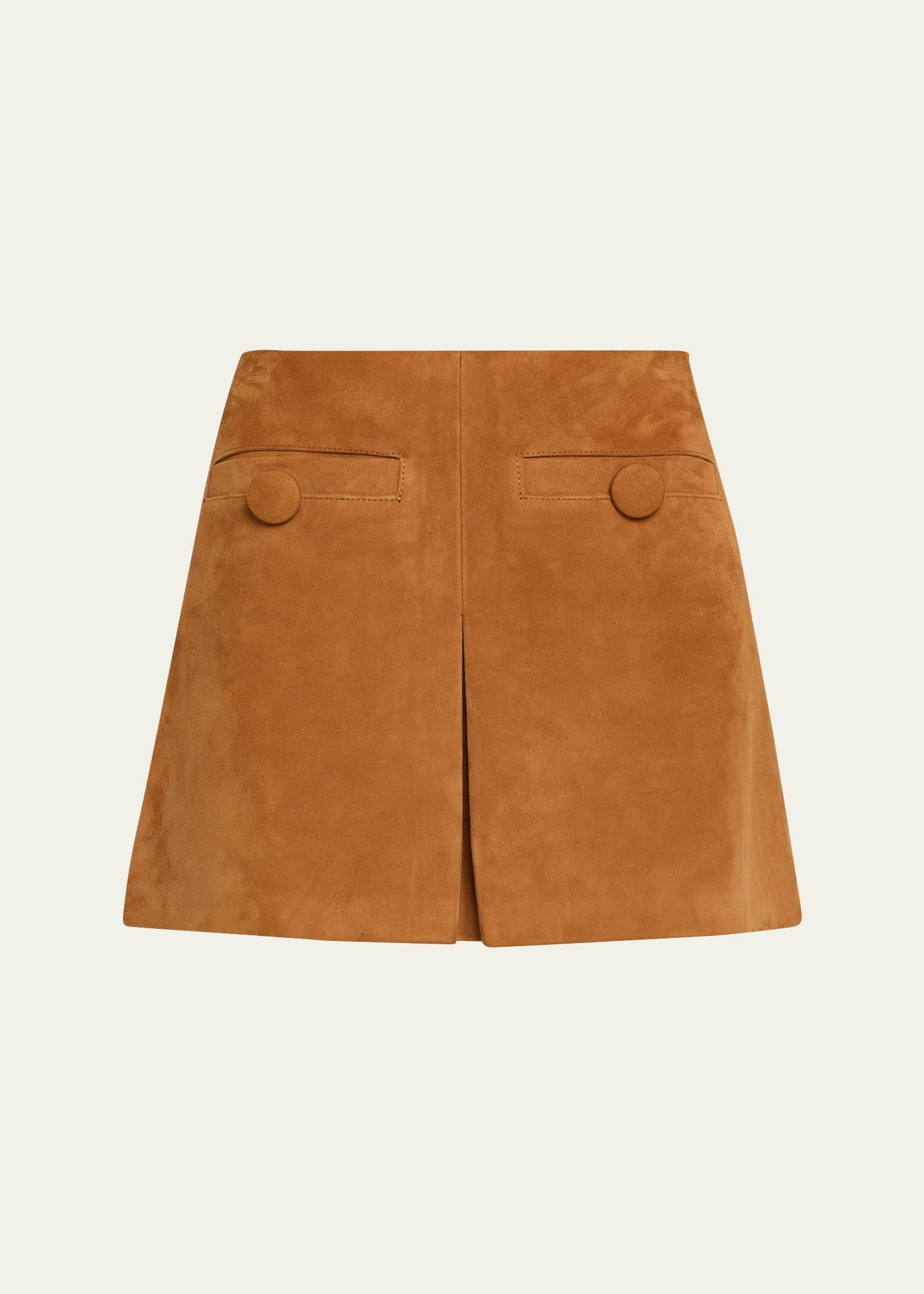 suede pleat mini skirt