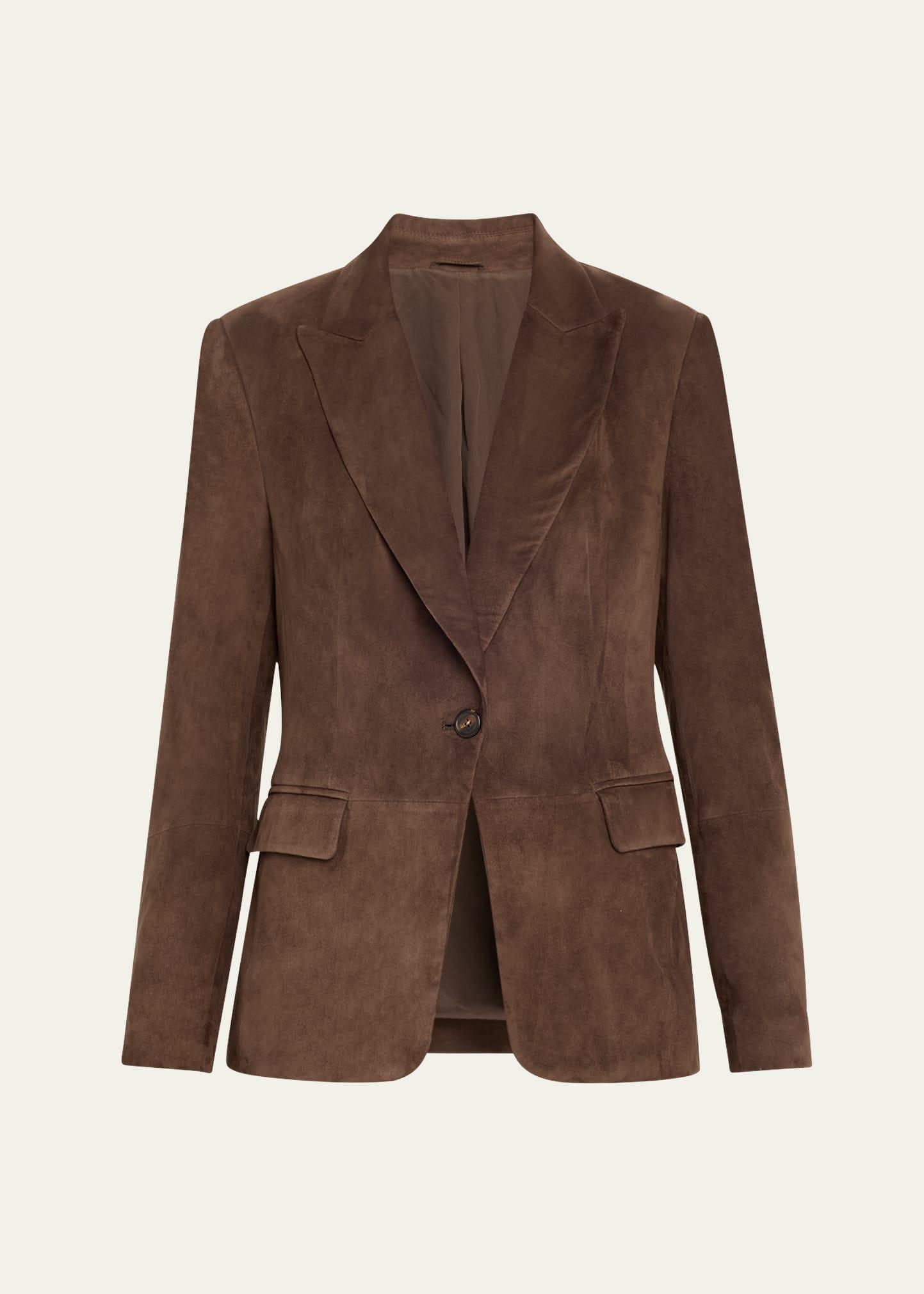 suede single-breasted blazer jacket