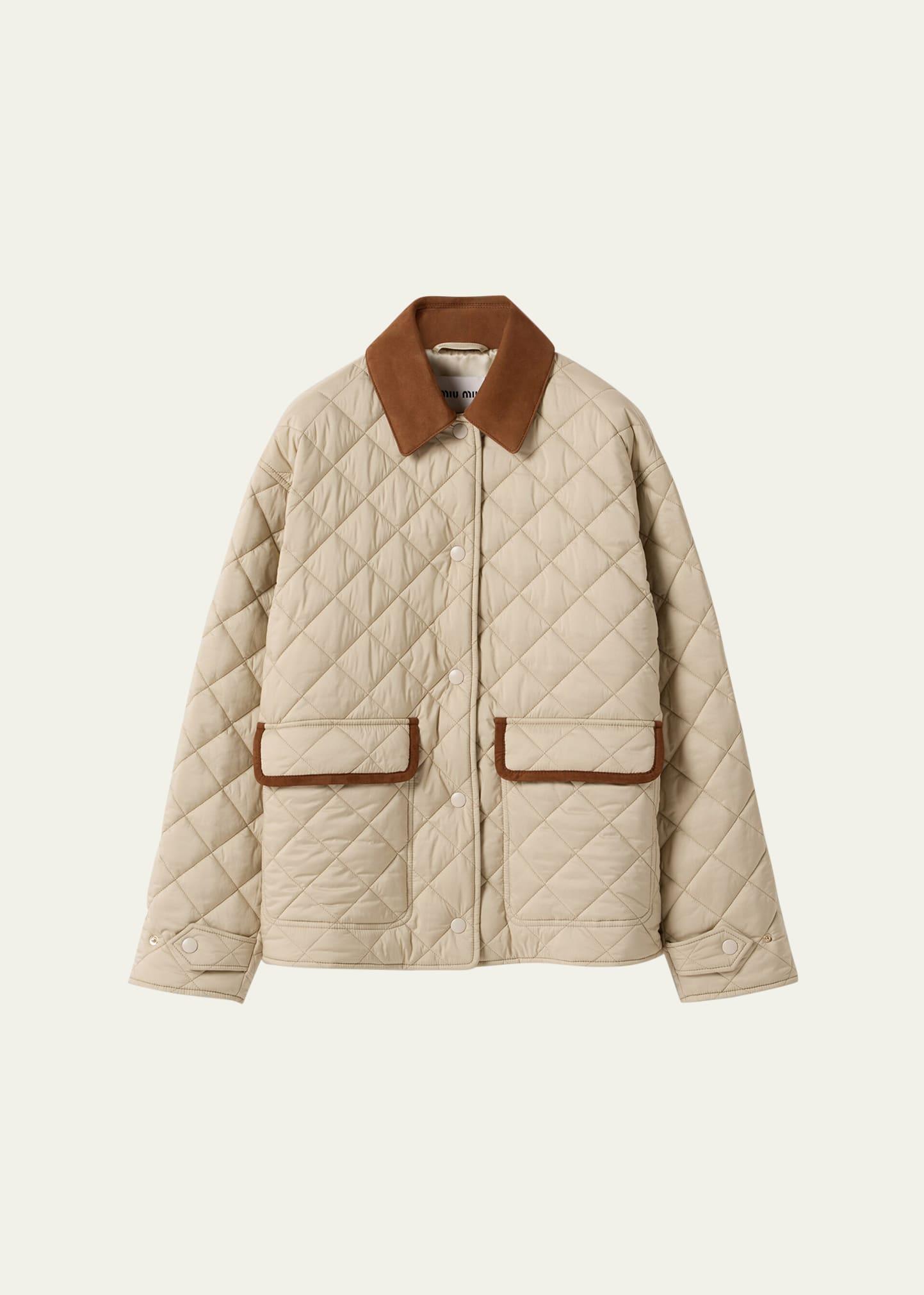 suede-trim quilted barn jacket