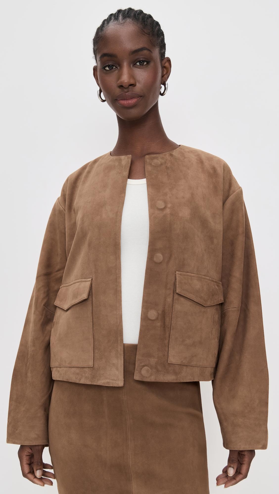 suede utility cocoon bomber
