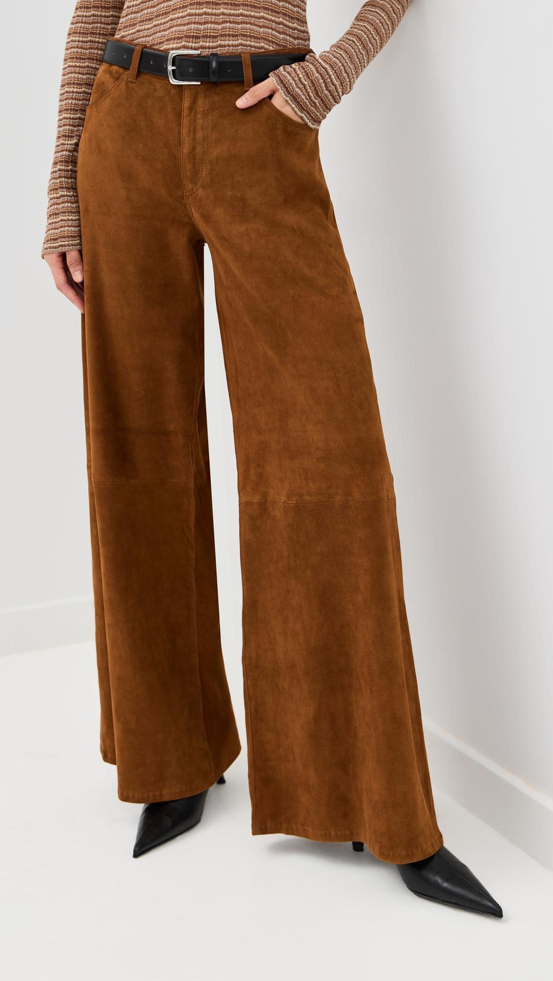 suede wide leg pants