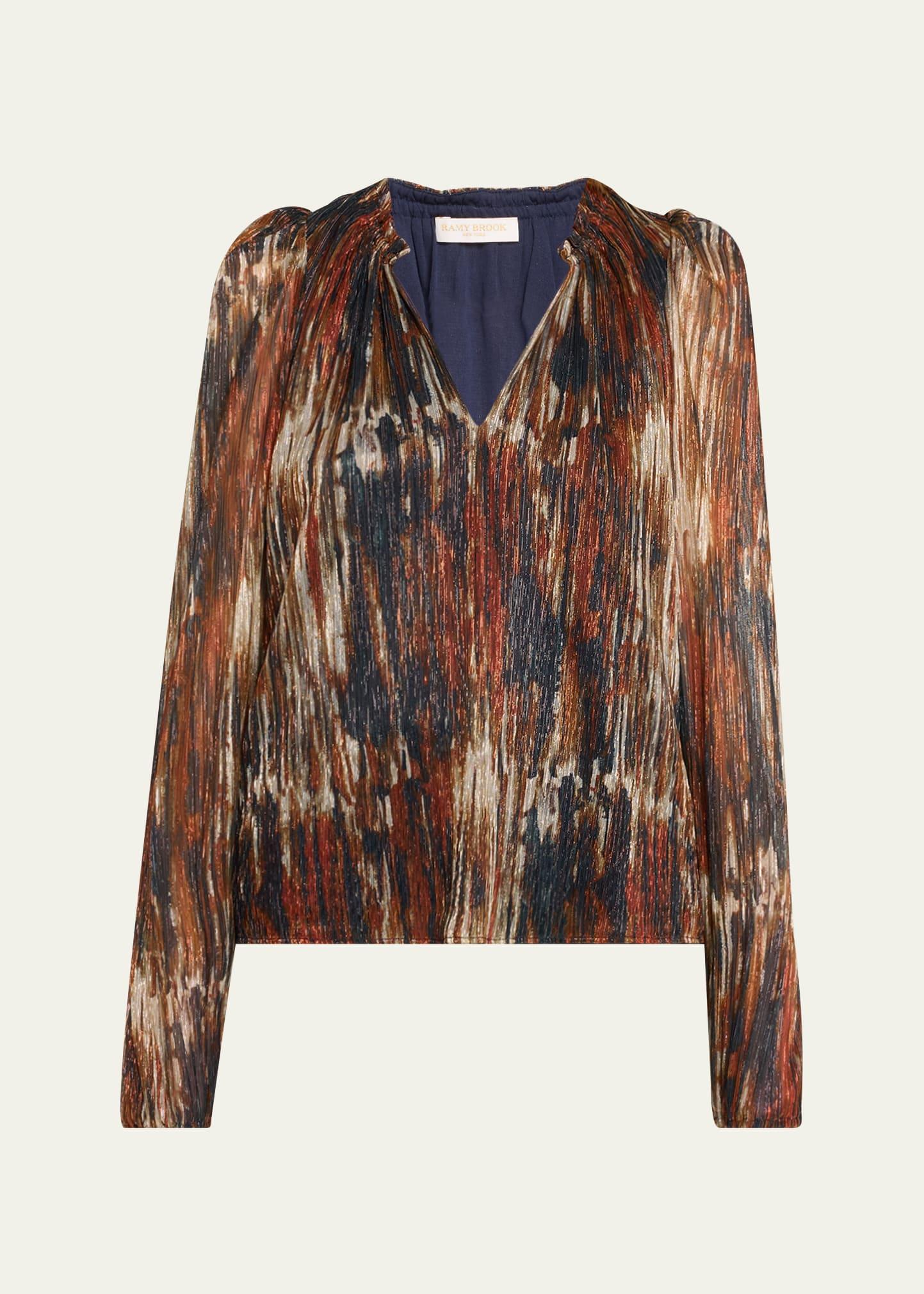 sukie pleated multi-knit blouse