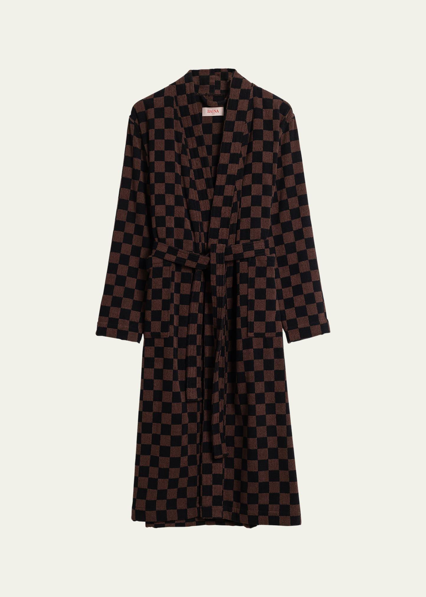 sulis cotton check bath robe