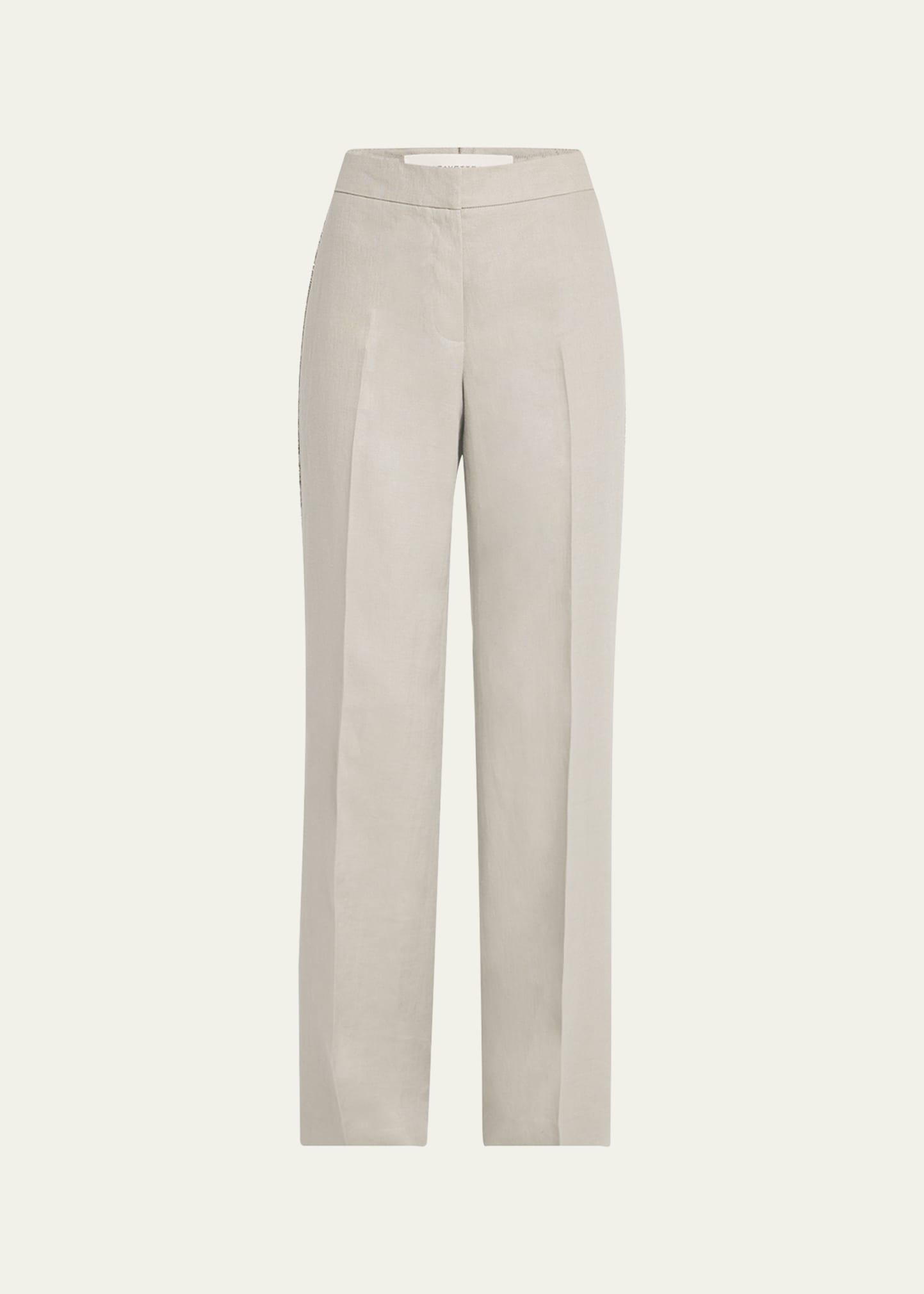 sullivan linen pants with crochet detail