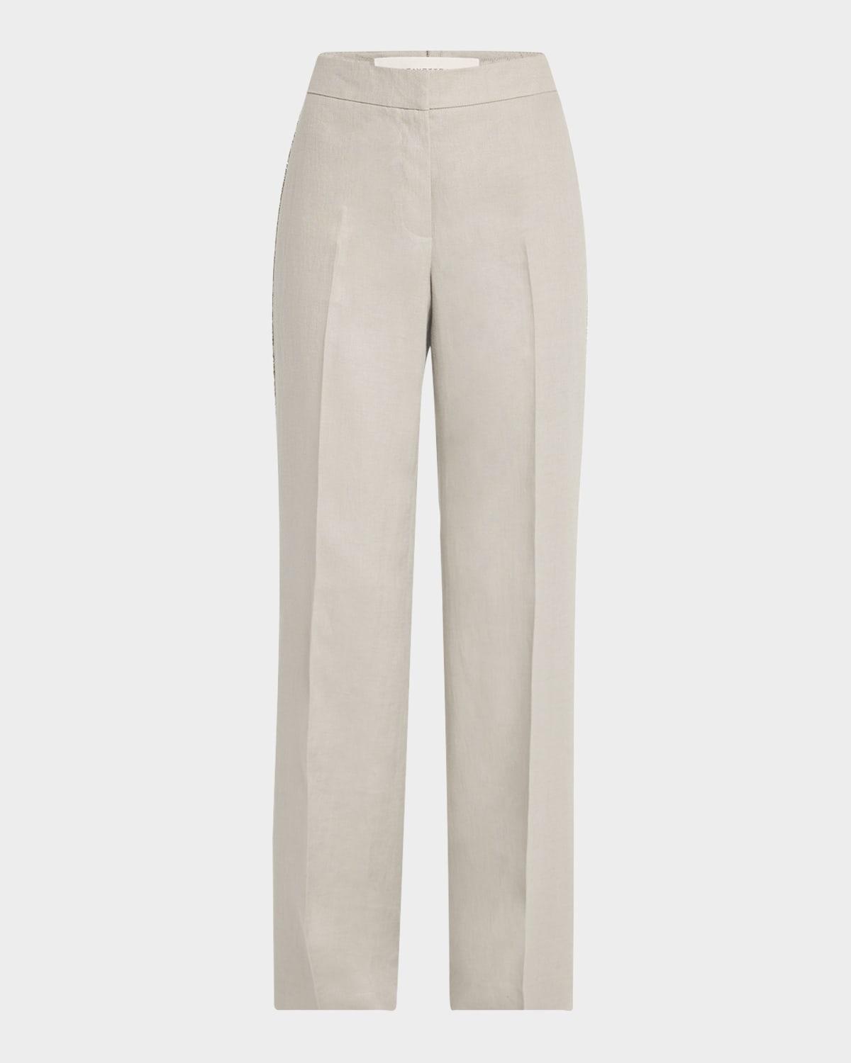 sullivan linen pants with crochet detail