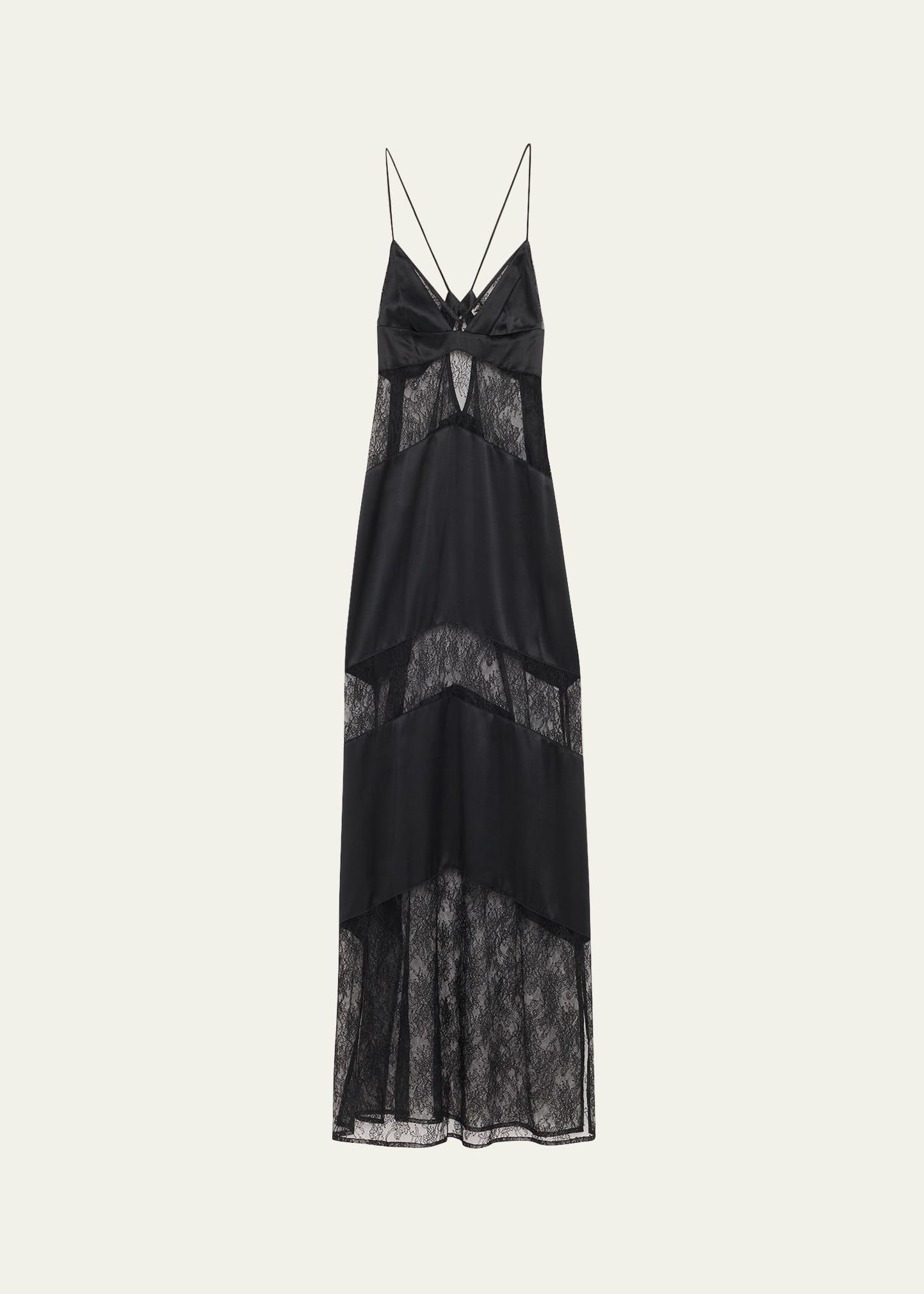 sully floral lace & silk satin maxi dress