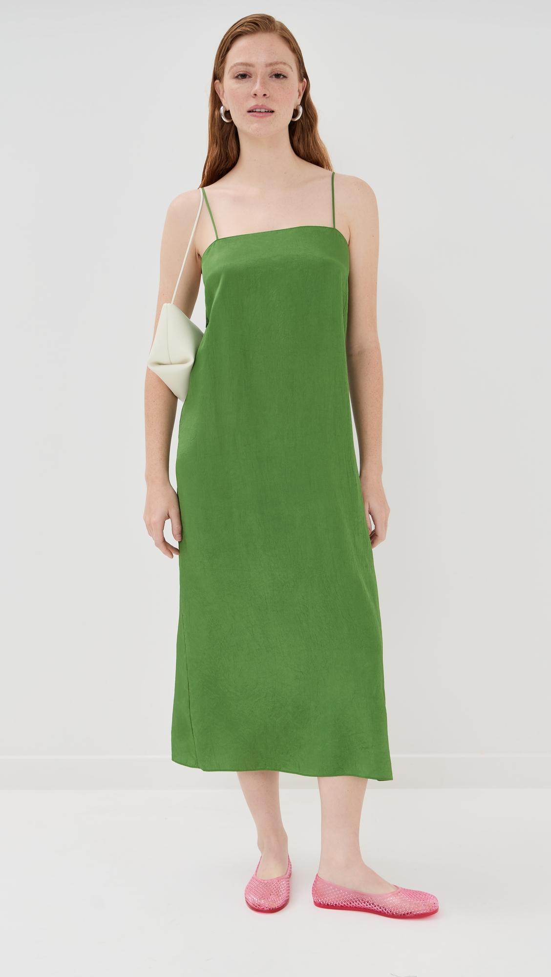 summer acetate crinkle slip dress