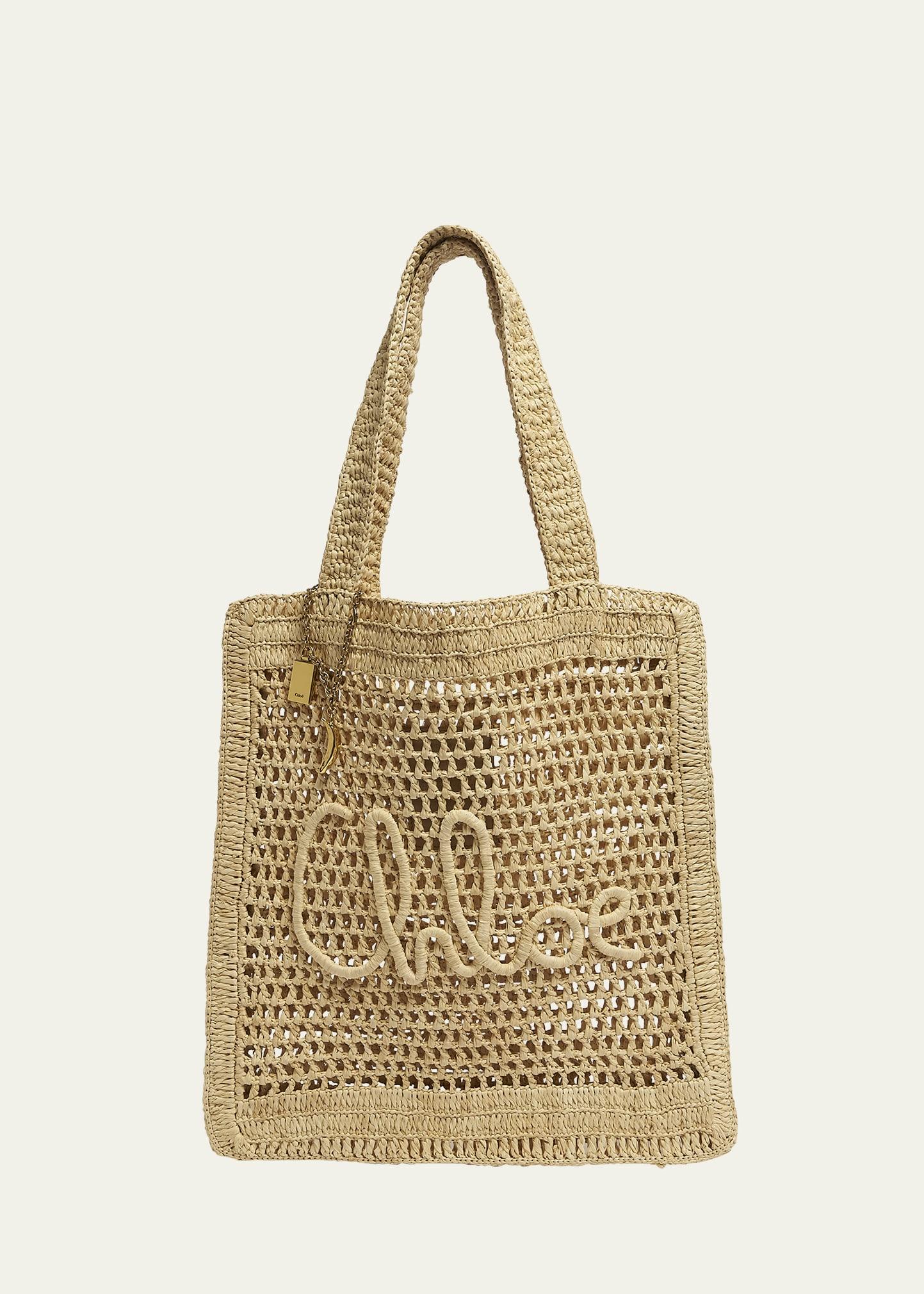 summer banana tote bag in crochet fabric