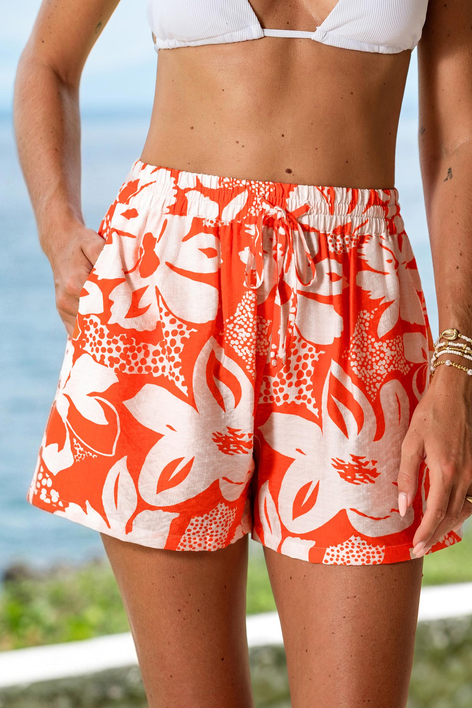 summer citrus tropical shorts - l