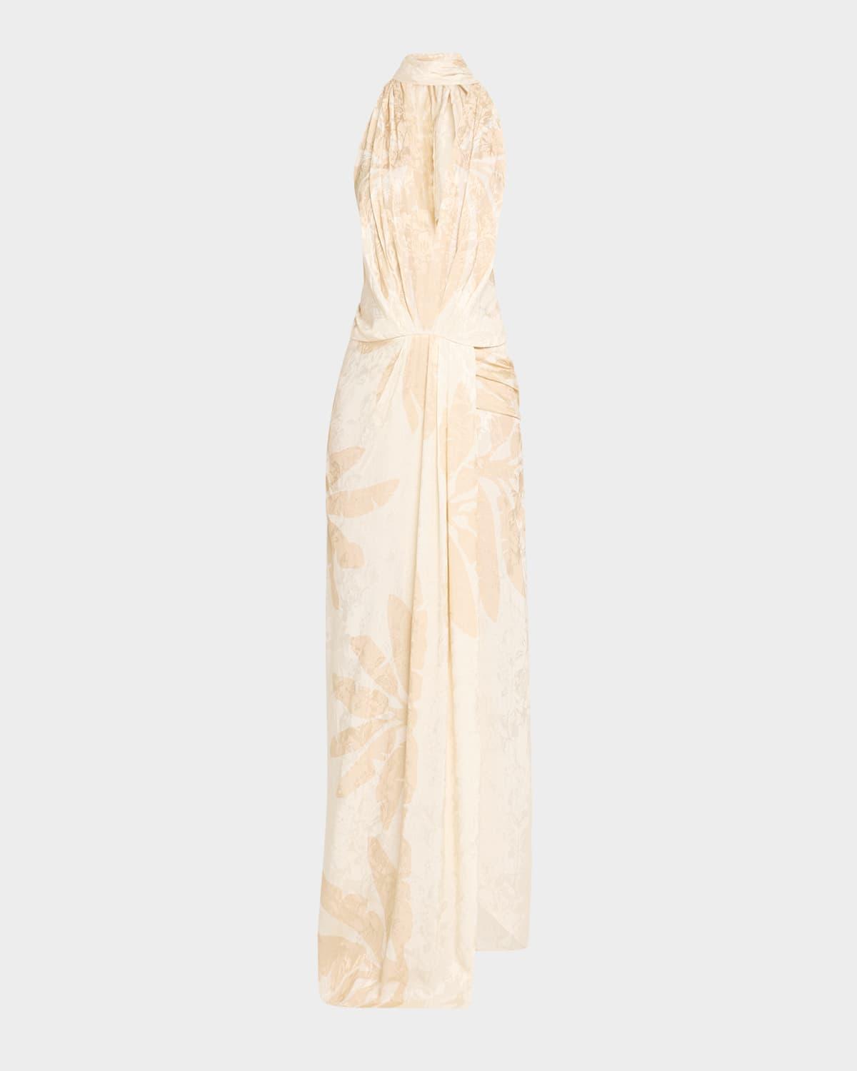 summer counts plunging halter maxi dress with scarf