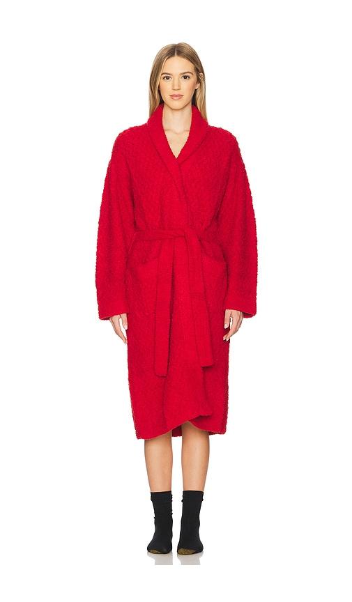 sunday citizen snug waffle robe in red.