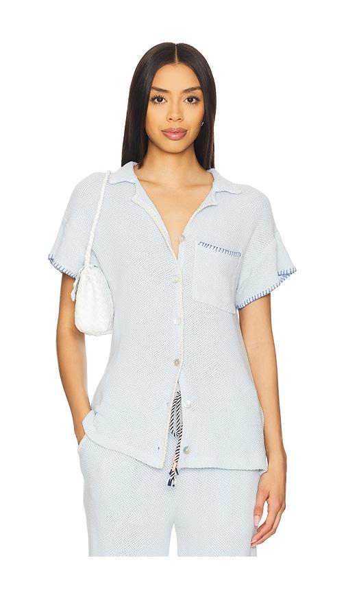 sundry mesh camp shirt in baby blue.