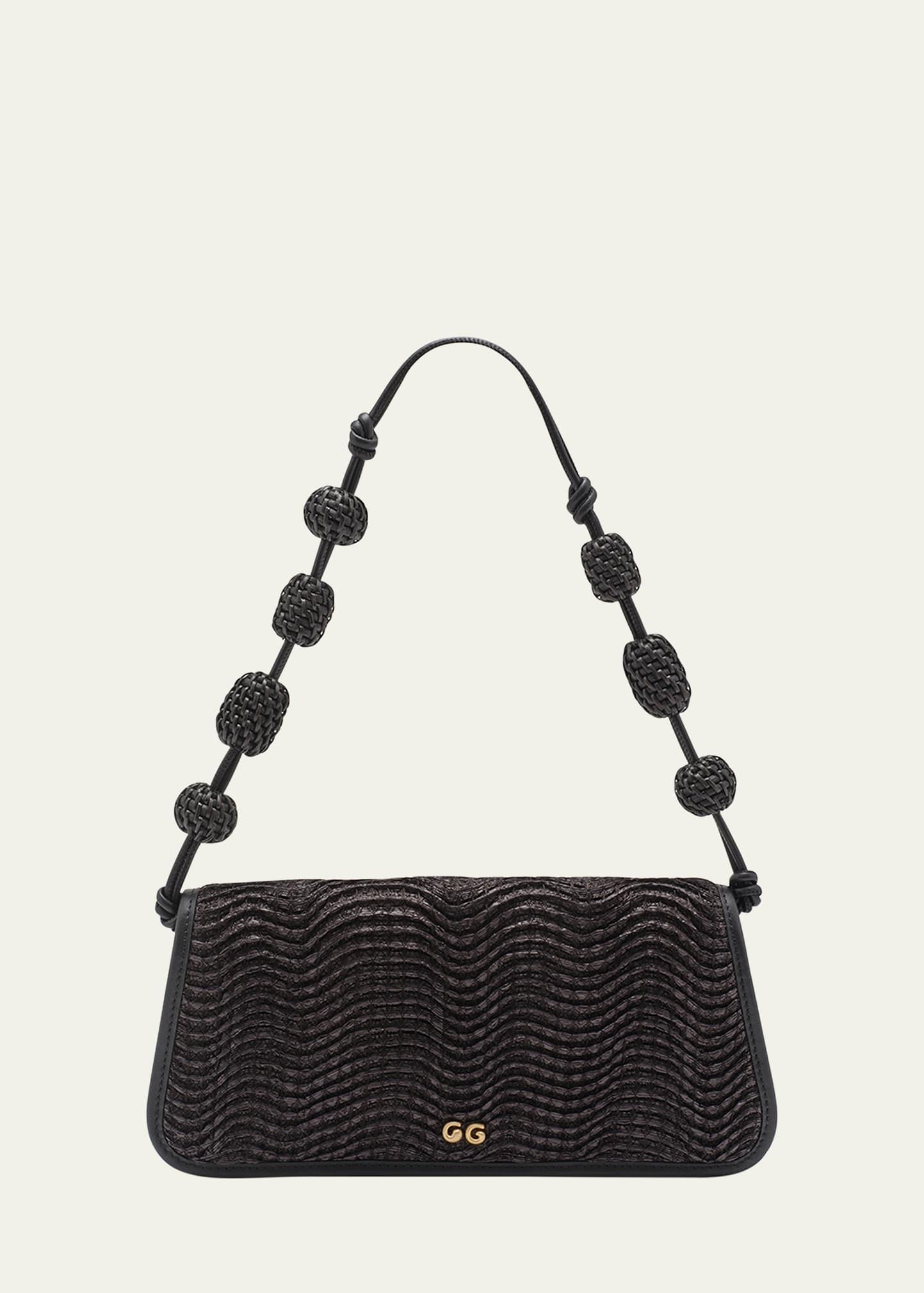sunniva wavy raffia shoulder bag