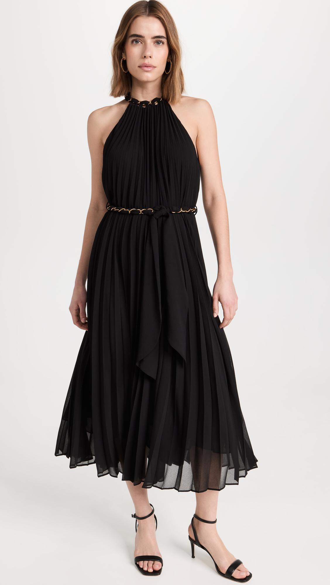 sunray pleat midi dress
