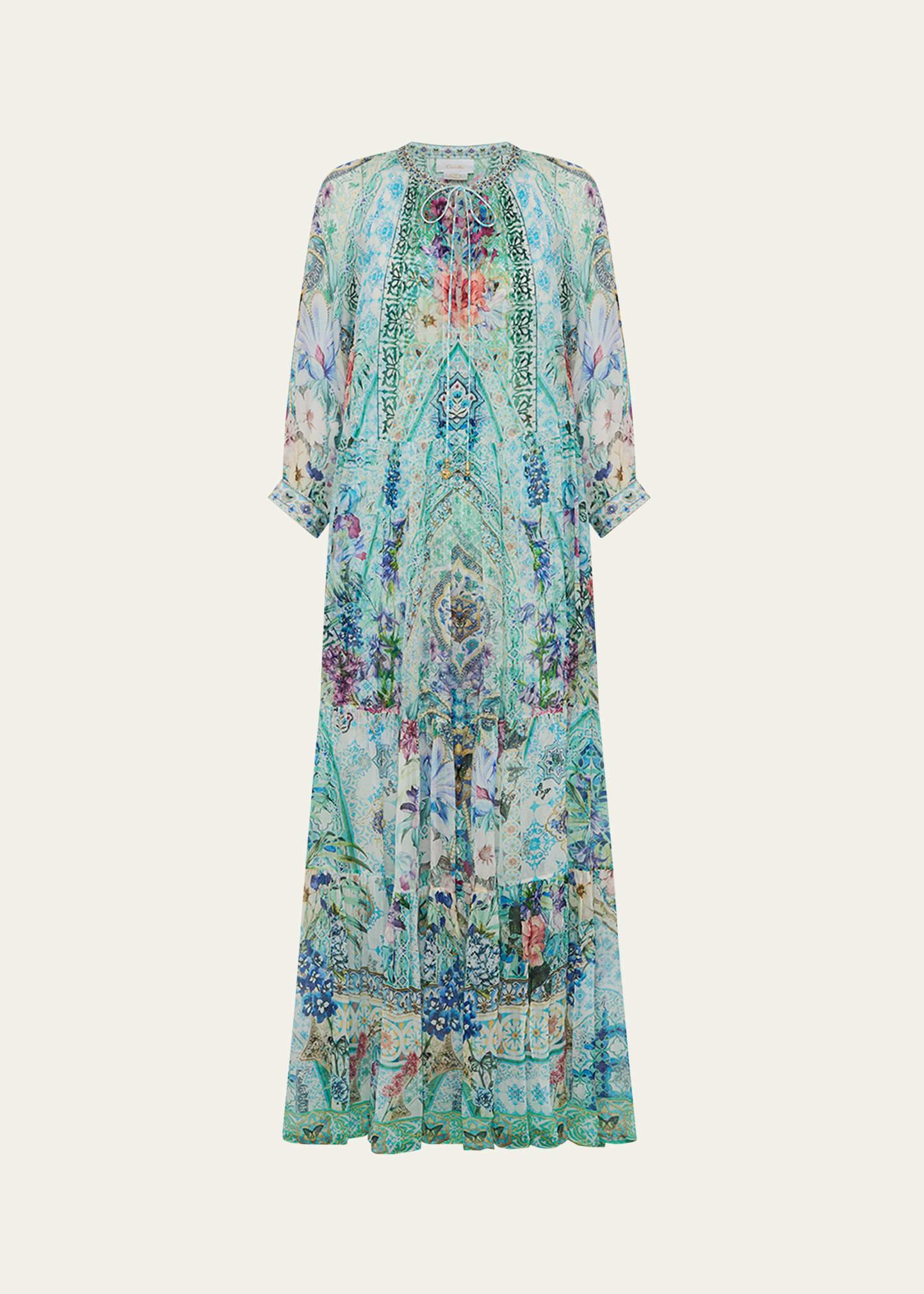 sunrise in sintra long gathered panel dress