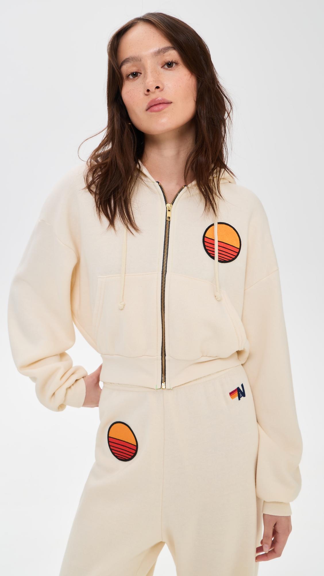 sunset patch relaxed cropped hoodie