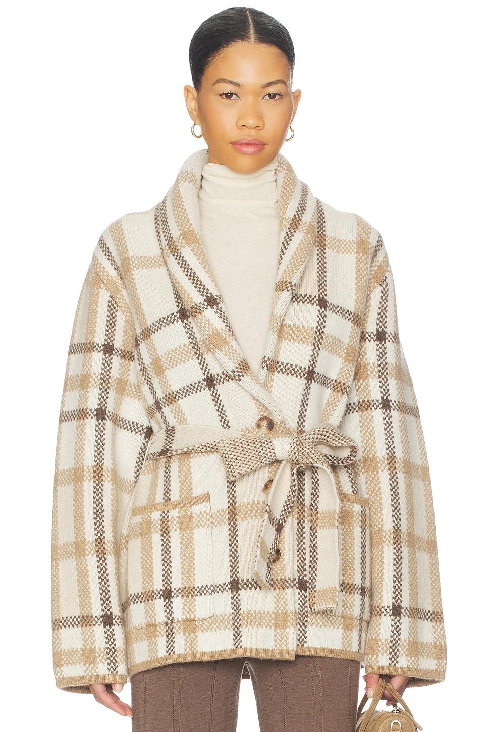 super luxe plaid jacquard wrap coat