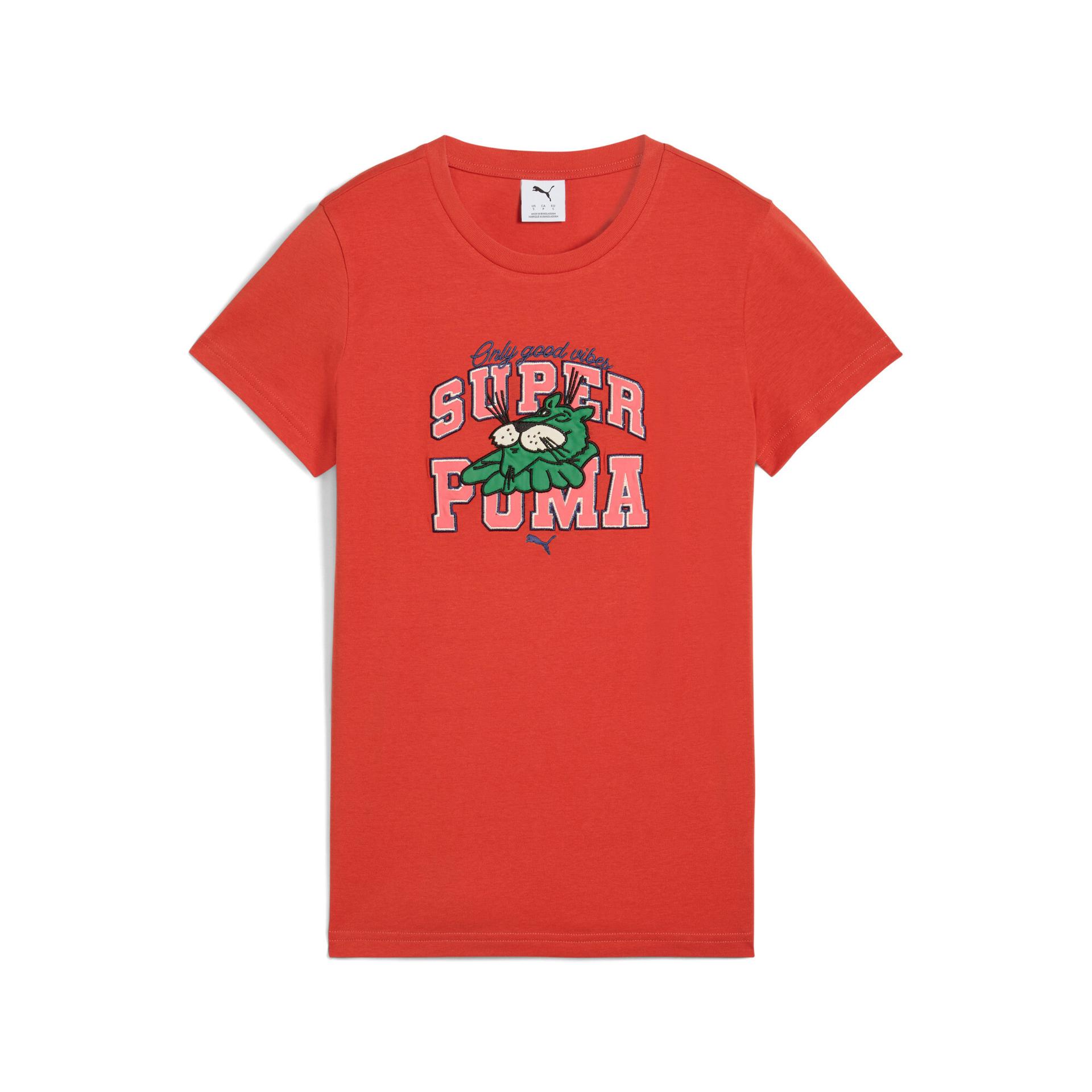 super puma graphics women's t-shirt in red, size xs
