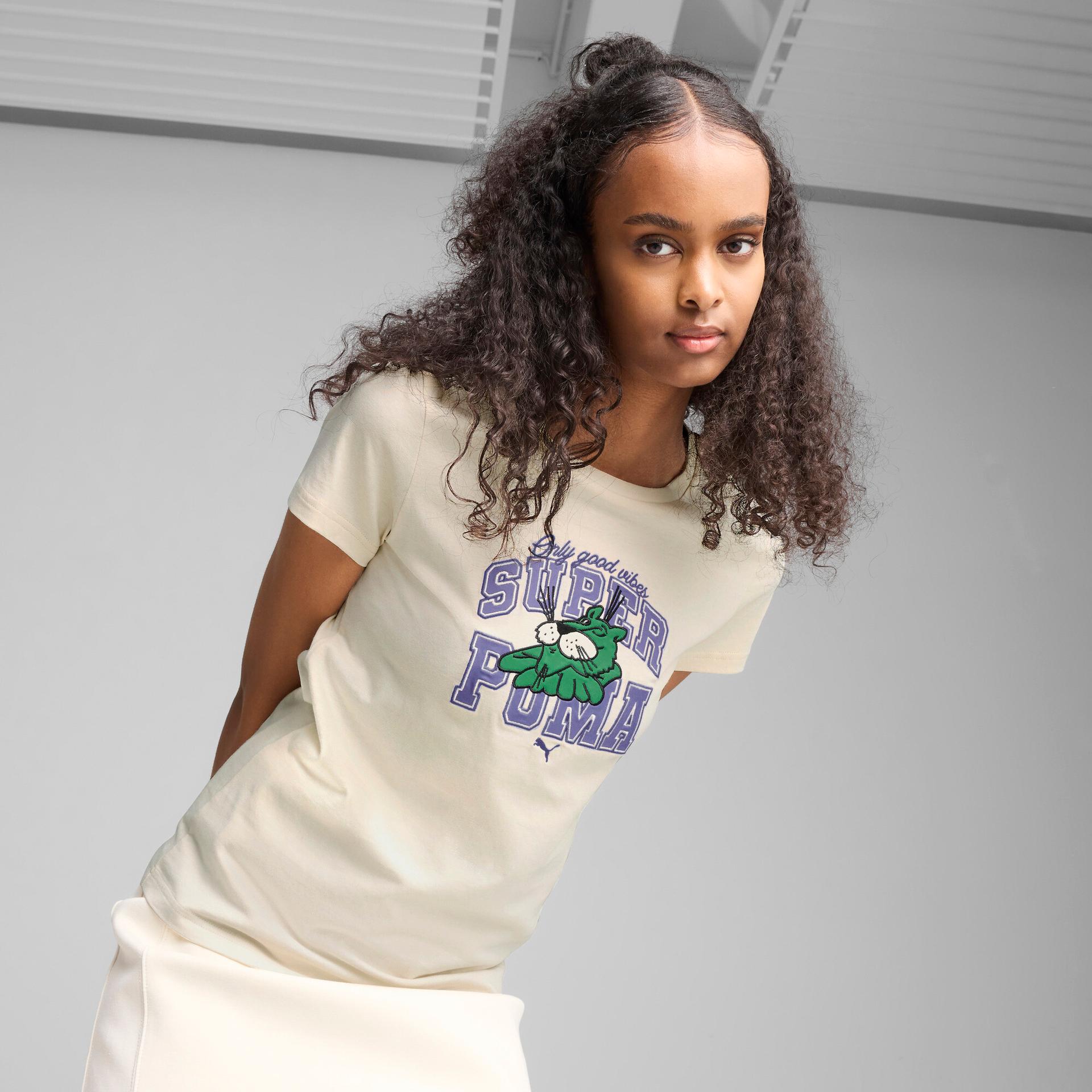 super puma graphics women's t-shirt in white, size xl