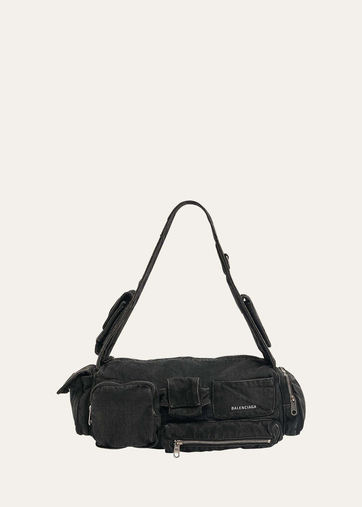 superbusy sling washed denim shoulder bag