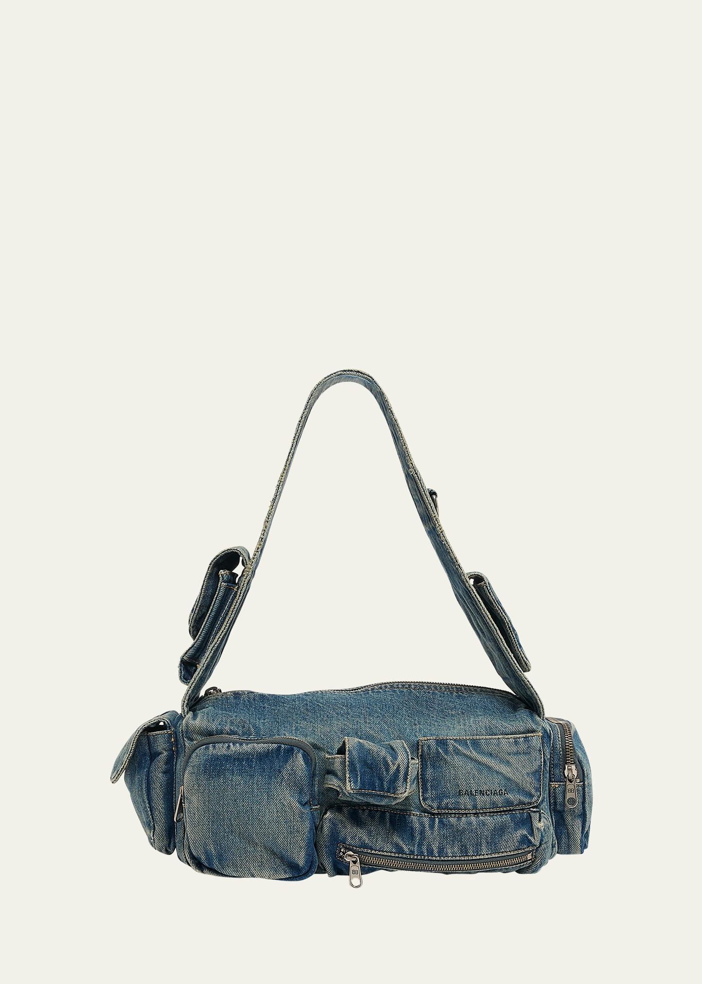 superbusy sling washed denim shoulder bag